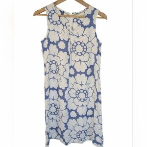 BODEN Bluebell Linen V-neck Shift Dress Floral Size 6‎ Long (Tall)